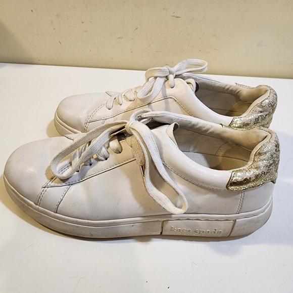 Kate Spade  ♠️ New York women's White Leather Casual lace-up Sneaker 9B - Picture 2 of 14